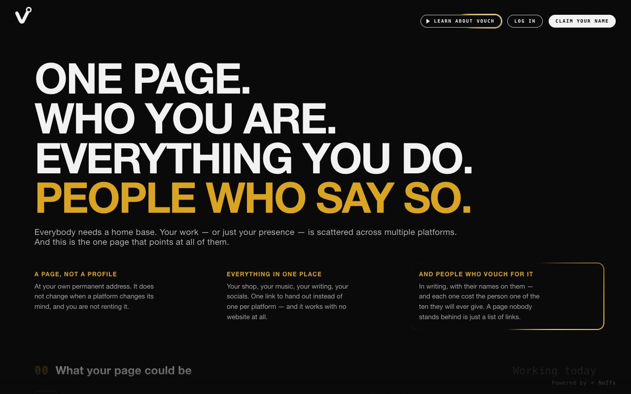 Vouch's homepage